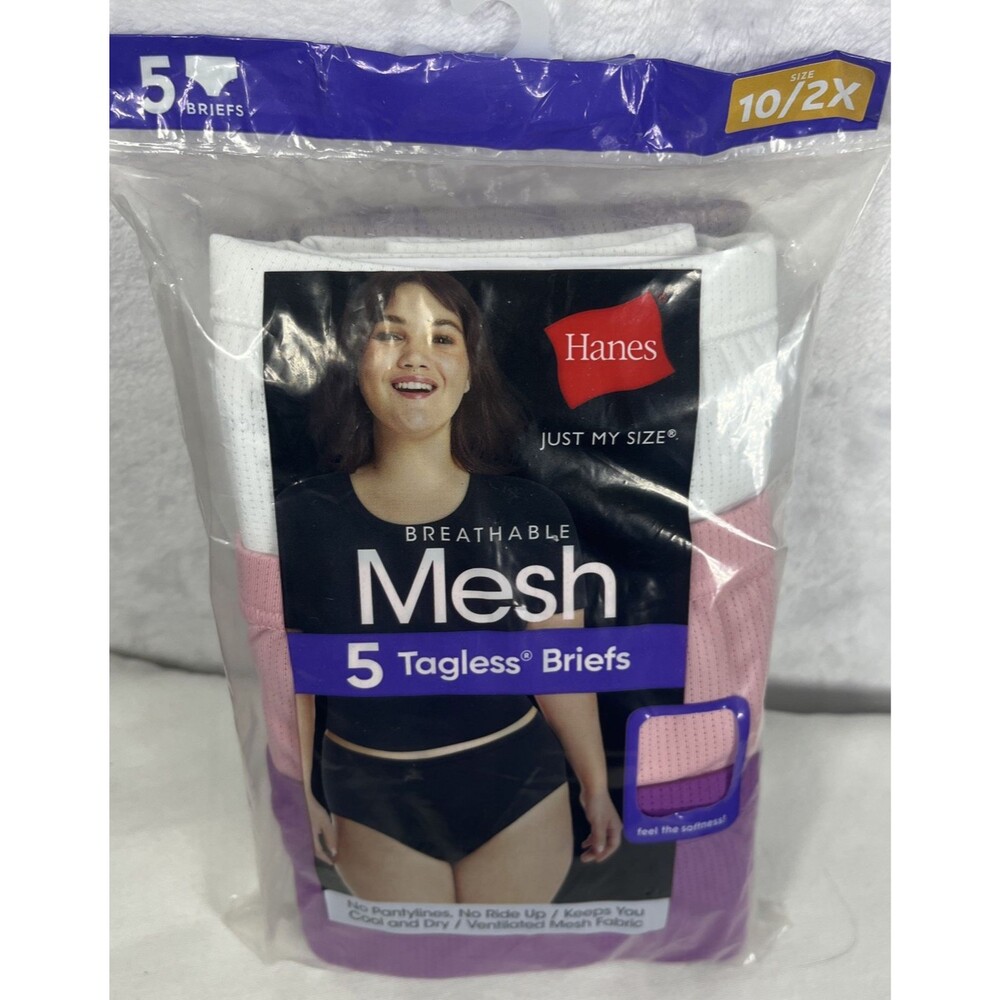 Hanes 5 Pair Tagless Briefs Breathable Mesh Size 10 2X Multicolor NEW